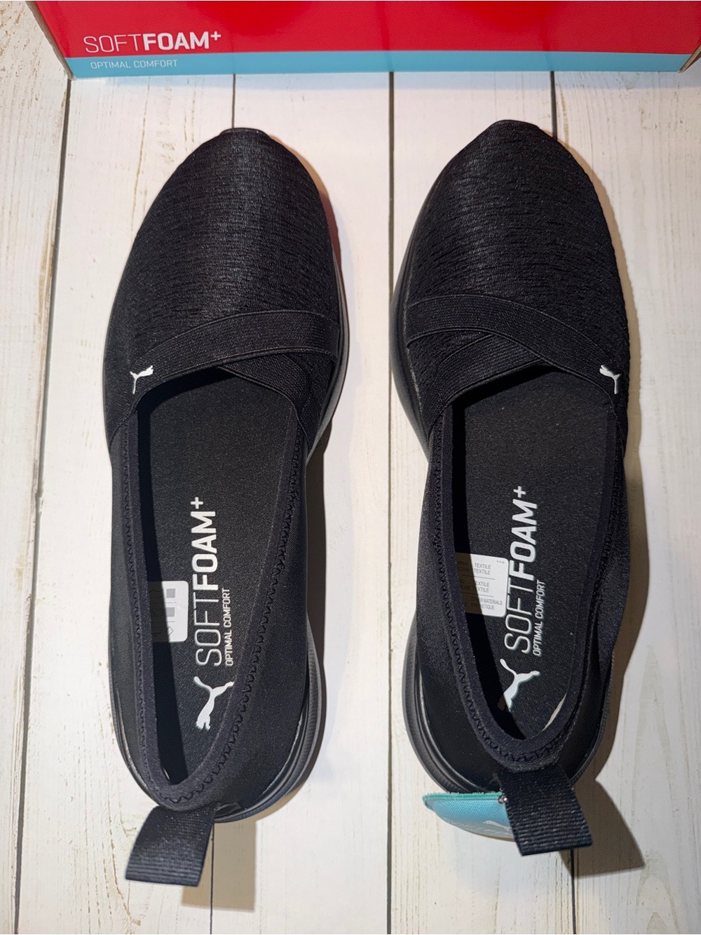 Puma Adelina Black Slip-On SoftFoam+ Knit Sneakers